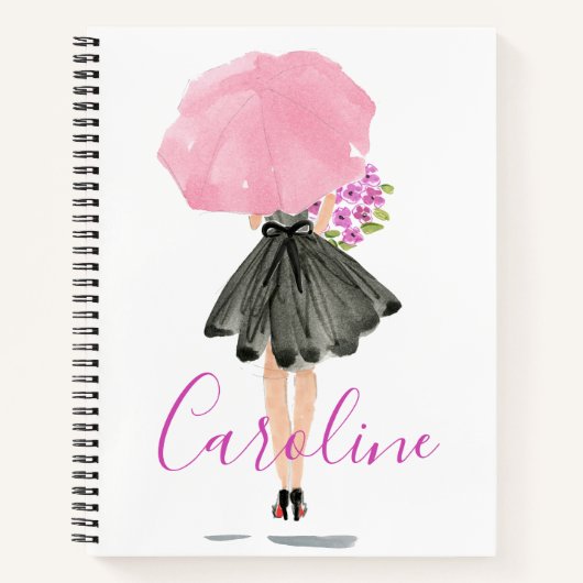 Stilvolle Mode Little Black Dress Woman Journal Notizblock (Vorderseite)