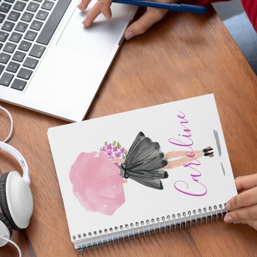 Stilvolle Mode Little Black Dress Woman Journal Notizblock