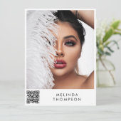 Stilvolle Modellierung Comp Card 5 Foto QR Code We Einladung (Stehend Vorderseite)