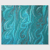 Stilvolle moderne Abstrakt Blue Wirbel Marble Patt Geschenkpapier (Flach)