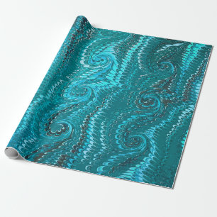Stilvolle moderne abstrakte blaue Schwirbel Marmor Geschenkpapier