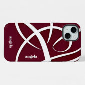 Stilvolle, moderne abstrakte bordeauxfarbene Linie iPhone Hülle (Rückseite (Horizontal))