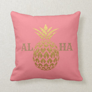 Stilvolle moderne Ananas Coral Pink Aloha Kissen