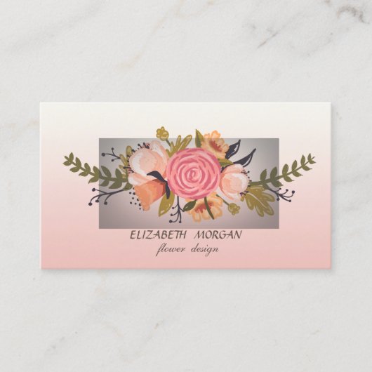 Stilvolle moderne Aquarellfarben-Blume Visitenkarte (Vorderseite)