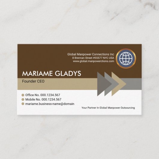 Stilvolle moderne Arrowheads Stripe Gründer CEO Visitenkarte (Vorderseite)