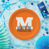 Stilvolle moderne Bezeichnung Initial | Neon Sunse Pappteller (Party)