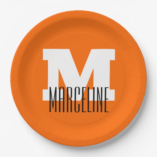 Stilvolle moderne Bezeichnung Initial | Neon Sunse Pappteller (Vorderseite)