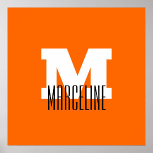 Stilvolle moderne Bezeichnung Initial   Neon Sunse Poster