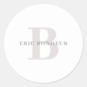 Stilvolle moderne Bezeichnung & Monogramm Runder Aufkleber (Vorderseite)