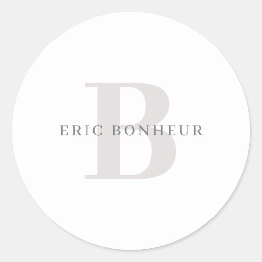 Stilvolle moderne Bezeichnung & Monogramm Runder Aufkleber (Vorderseite)