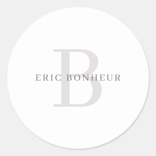 Stilvolle moderne Bezeichnung & Monogramm Runder Aufkleber (Vorderseite)