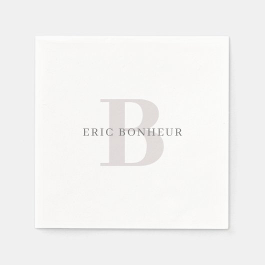 Stilvolle moderne Bezeichnung & Monogramm Serviette (Vorderseite)