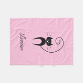 Stilvolle, moderne Black Curly Schwanz Cat Fleecedecke (Vorderseite (Horizontal))