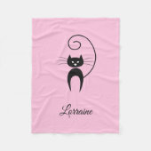 Stilvolle, moderne Black Curly Schwanz Cat Fleecedecke (Vorderseite)