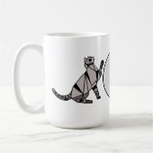 Stilvolle, moderne Black Graphic Cat and Script Kaffeetasse (Links)