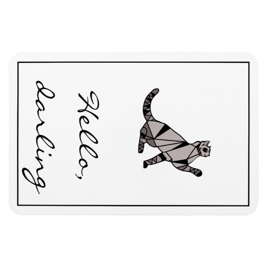 Stilvolle, moderne Black Graphic Cat and Script Magnet (Horizontal)