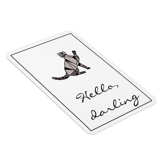 Stilvolle, moderne Black Graphic Cat and Script Magnet (Rechte Seite)