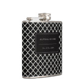 Stilvolle moderne Black Ivory Quatrefolienname Hoc Flachmann (Rechts)