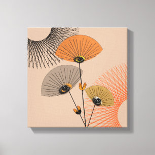 Stilvolle moderne BlumenIllustration des Mittelalt Leinwanddruck