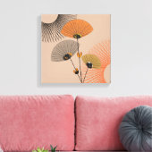 Stilvolle moderne BlumenIllustration des Mittelalt Leinwanddruck (Insitu (Wohnzimmer))
