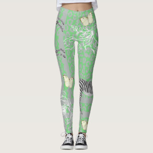 Stilvolle moderne Boho eklektische grüne Leggings
