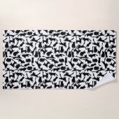 Stilvolle, moderne Coole Schwarze Katzen auf Weiß Strandtuch (Vorderseite)