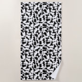 Stilvolle, moderne Coole Schwarze Katzen auf Weiß Strandtuch (Vorderseite)