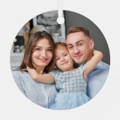 Stilvolle, moderne, doppelseitige Zwei-Foto-Schnee Ornament Aus Metall (Rückseite)