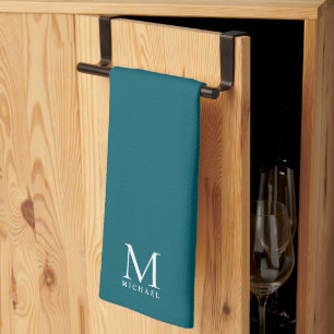 Stilvolle moderne einfache Vorlage Monogramm Dunkl Geschirrtuch