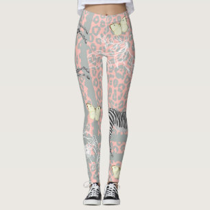 Stilvolle moderne, eklektische Pastel Pink Gray Leggings