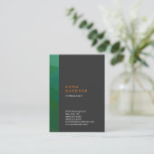 Stilvolle Moderne Elegante Gray Green Stripe Visitenkarte (Stehend Vorderseite)