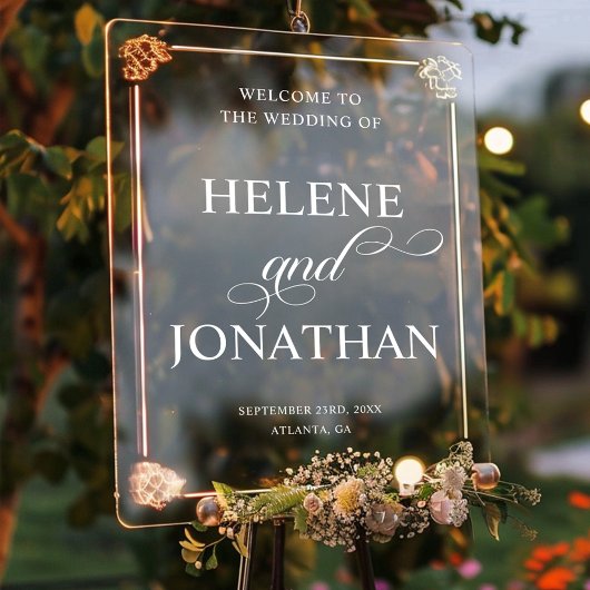 Stilvolle Moderne Elegante Hochzeit Willkommen Fensteraufkleber