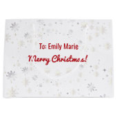 Stilvolle Moderne Elegante Schneeflocken Große Geschenktüte (Vorderseite)