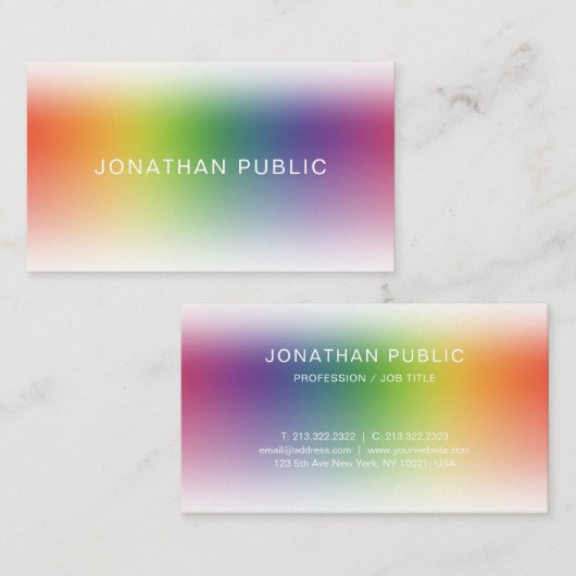 Stilvolle moderne, farbenfrohe Eleganz Einfache Vo Visitenkarte (Vorne/Hinten)