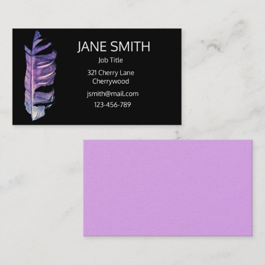 Stilvolle, moderne Federkunst anpassbar Visitenkarte (Vorne/Hinten)