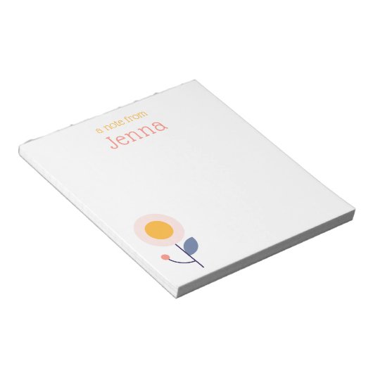 Stilvolle moderne, florale Moderne "A Note From" N Notizblock (angewinkelt)