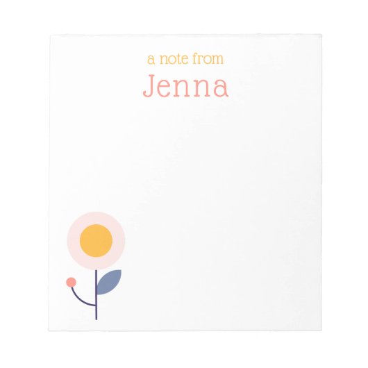 Stilvolle moderne, florale Moderne "A Note From" N Notizblock (Vorderseite)
