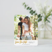 Stilvolle moderne Foto Save the Date Card (Stehend Vorderseite)