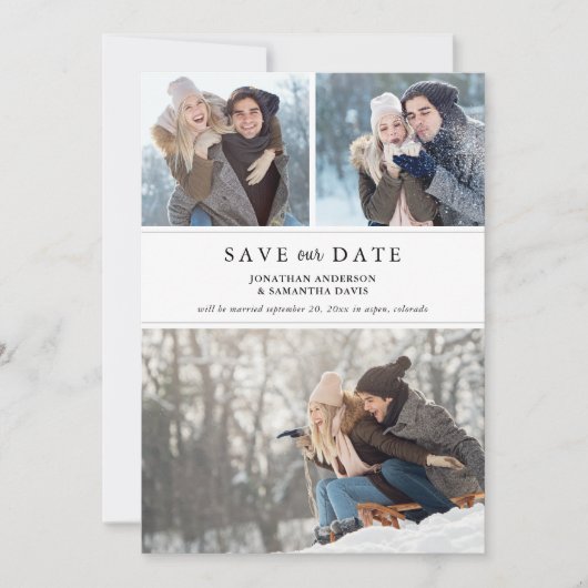 Stilvolle moderne Fotocollage Rette unser Datum Save The Date (Vorderseite)
