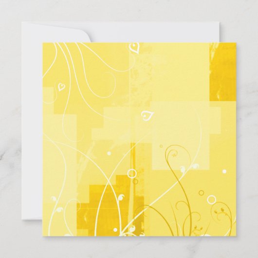 Stilvolle, moderne, gelbe Hochzeitsfeier Einladung (Rückseite)