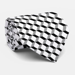Stilvolle moderne geometrische Schwarz-weiße Cubes Krawatte