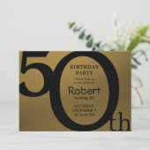 Stilvolle, moderne Gold- und Black Birthday Einlad Einladung (Stehend Vorderseite)