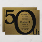 Stilvolle, moderne Gold- und Black Birthday Einlad Einladung (Vorne/Hinten)