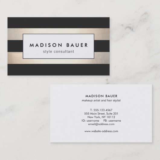 Stilvolle, moderne goldene Streifen Visitenkarte (Vorne/Hinten)