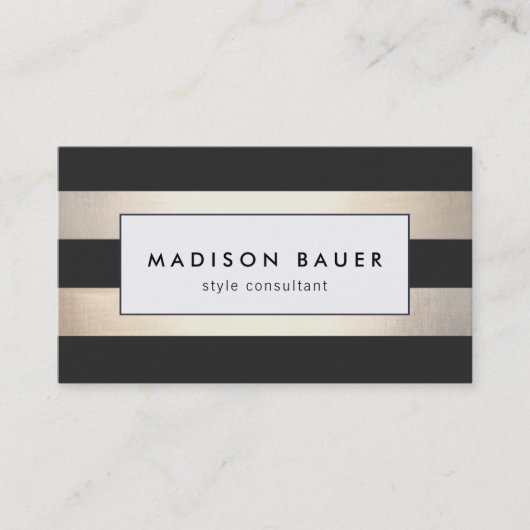 Stilvolle, moderne goldene Streifen Visitenkarte (Vorderseite)