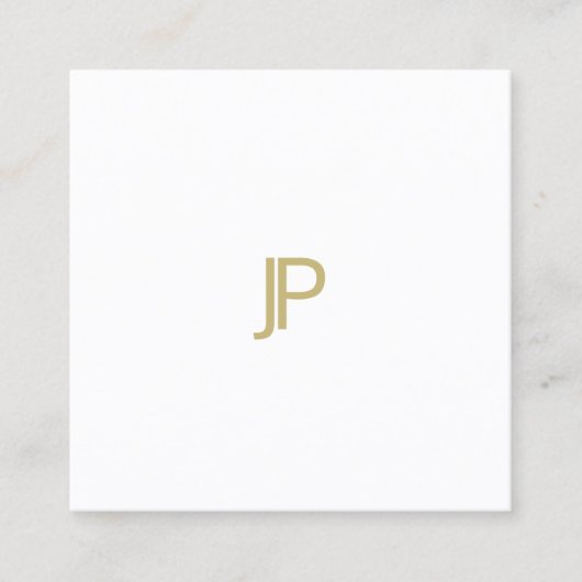 Stilvolle, moderne Goldmonogramm-Berufliche Vorlag Quadratische Visitenkarte (Vorderseite)