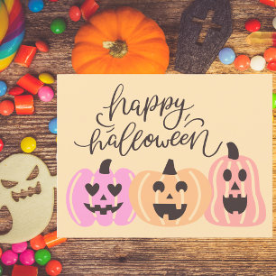Stilvolle moderne Happy Halloween Typografie Postkarte