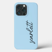 Stilvolle moderne, hellblaue Mit Monogramm Skriptb Case-Mate iPhone Hülle (Rückseite)