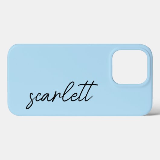 Stilvolle moderne, hellblaue Mit Monogramm Skriptb Case-Mate iPhone Hülle (Rückseite (Horizontal))