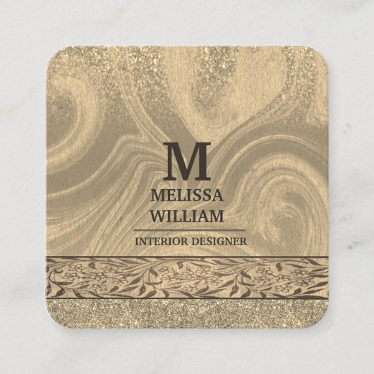 Stilvolle moderne Holzkunstpapierkarte Quadratische Visitenkarte (Vorderseite)